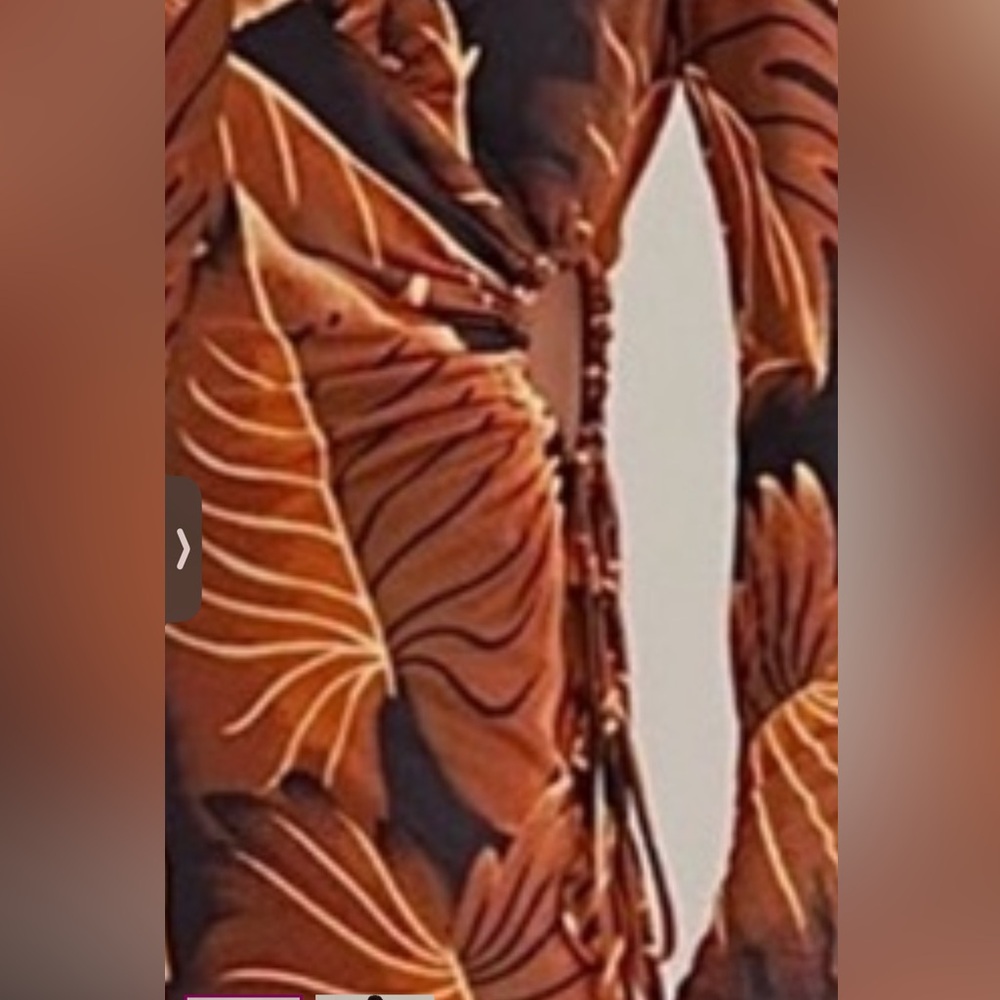 FARM Rio Orange and Black Leaf Print Dress - Picture 3 of 3